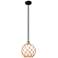 Edison Farmhouse 10"W Black Brass Stem Pendant w/ White Brown Shade