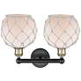 2_Edison Farmhouse 17"W 2 Light Black Brass Bath Light w/ White Shade more views