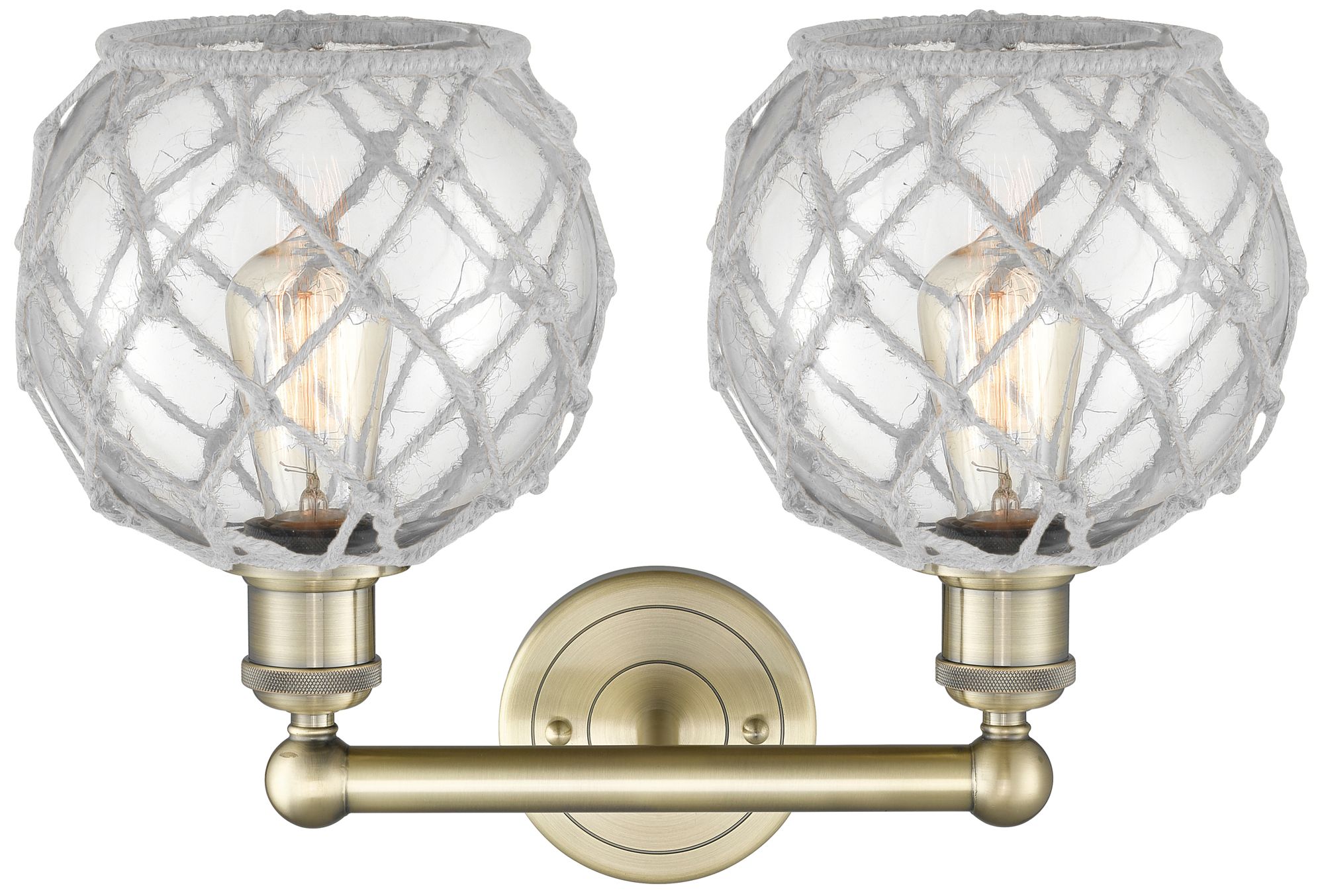 Image 2 Edison Farmhouse 17"W 2 Light Brass Bath Light w/ Clear White Shade more views