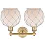 2_Edison Farmhouse 17"W 2 Light Brushed Brass Bath Light w/ White Shade more views