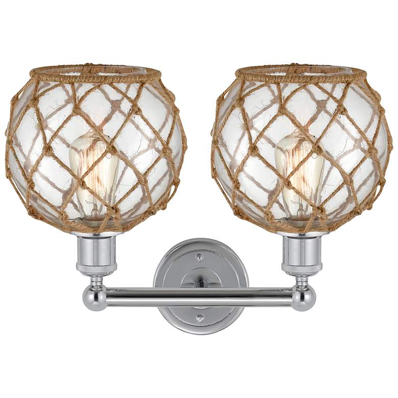 Image 2 Edison Farmhouse 17"W 2 Light Chrome Bath Light w/ Clear Brown Shade more views