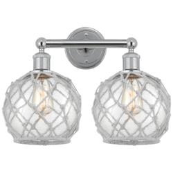 Edison Farmhouse 17"W 2 Light Chrome Bath Light w/ Clear White Shade