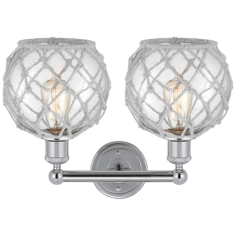 Image 2 Edison Farmhouse 17"W 2 Light Chrome Bath Light w/ Clear White Shade more views
