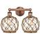 Edison Farmhouse 17"W 2 Light Copper Bath Light w/ Clear Brown Shade