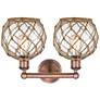 2_Edison Farmhouse 17"W 2 Light Copper Bath Light w/ Clear Brown Shade more views