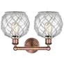 2_Edison Farmhouse 17"W 2 Light Copper Bath Light w/ Clear White Shade more views