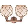 2_Edison Farmhouse 17"W 2 Light Copper Bath Light w/ White Brown Shade more views