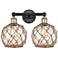 Edison Farmhouse 17"W 2-Lt Black Brass Bath Light w/ Clear Brown Shade