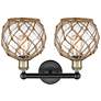 2_Edison Farmhouse 17"W 2-Lt Black Brass Bath Light w/ Clear Brown Shade more views