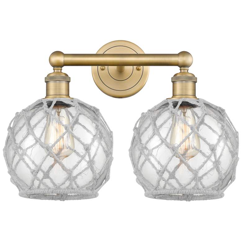 Image 1 Edison Farmhouse 17"W 2-Lt Brushed Brass Vanity w/ Clear White Shade