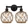 Edison Farmhouse 17"W 2-Lt Oiled Bronze Vanity w/ Clear Brown Shade