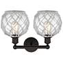 2_Edison Farmhouse 17"W 2-Lt Oiled Bronze Vanity w/ Clear White Shade more views