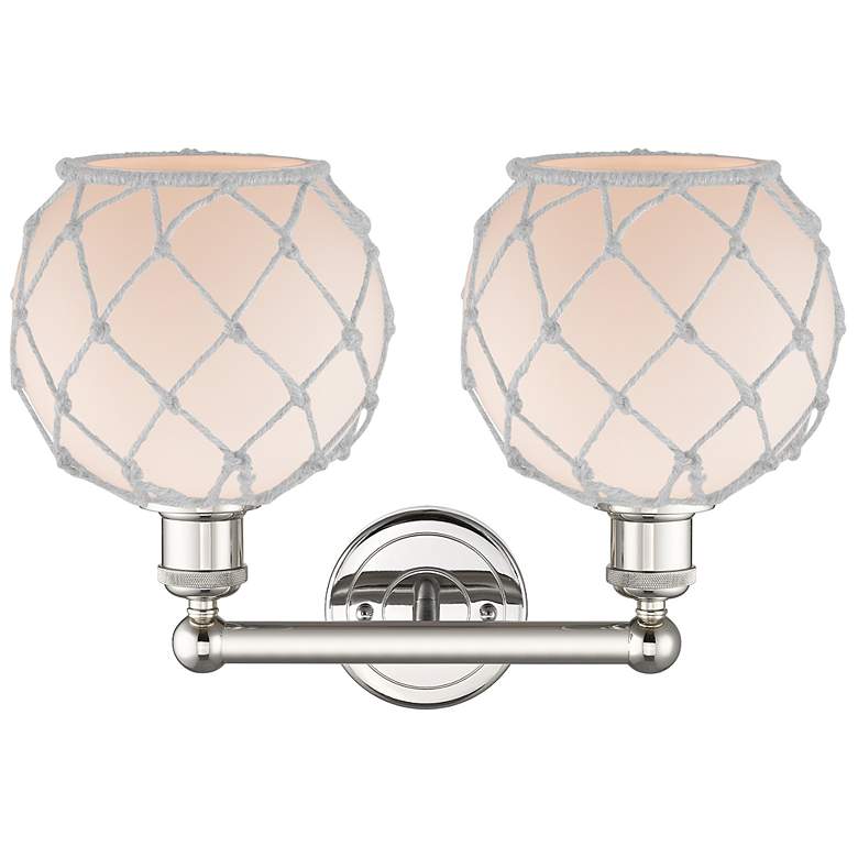 Image 2 Edison Farmhouse 17"W 2-Lt Polished Nickel Bath Light w/ White Shade more views