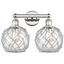 1_Edison Farmhouse 17"W 2-Lt Polished Nickel Vanity w/ Clear White Shade