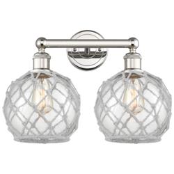 Edison Farmhouse 17"W 2-Lt Polished Nickel Vanity w/ Clear White Shade