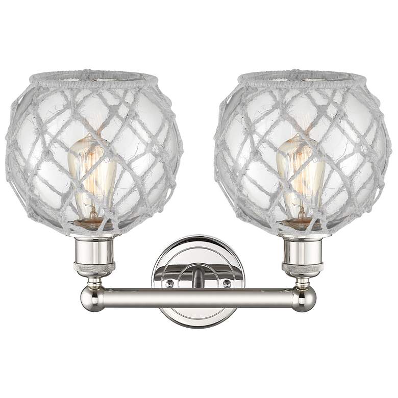 Image 2 Edison Farmhouse 17"W 2-Lt Polished Nickel Vanity w/ Clear White Shade more views