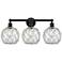 Edison Farmhouse 26"W 3 Light Black Bath Light w/ Clear White Shade
