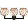 2_Edison Farmhouse 26"W 3 Light Black Bath Light w/ White Brown Shade more views