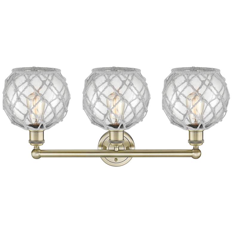 Image 2 Edison Farmhouse 26"W 3 Light Brass Bath Light w/ Clear White Shade more views