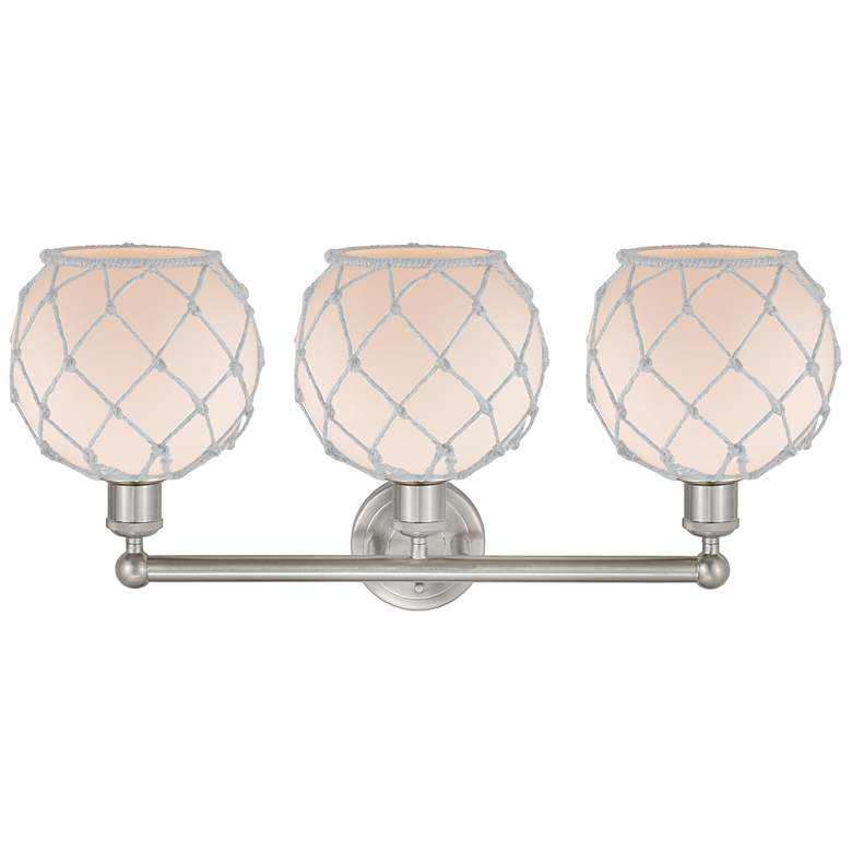 Image 2 Edison Farmhouse 26"W 3 Light Brushed Nickel Bath Light w/ White Shade more views