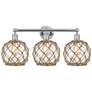 1_Edison Farmhouse 26"W 3 Light Chrome Bath Light w/ Clear Brown Shade