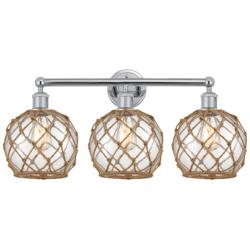 Edison Farmhouse 26"W 3 Light Chrome Bath Light w/ Clear Brown Shade