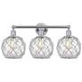 1_Edison Farmhouse 26"W 3 Light Chrome Bath Light w/ Clear White Shade