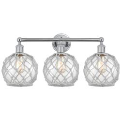 Edison Farmhouse 26"W 3 Light Chrome Bath Light w/ Clear White Shade