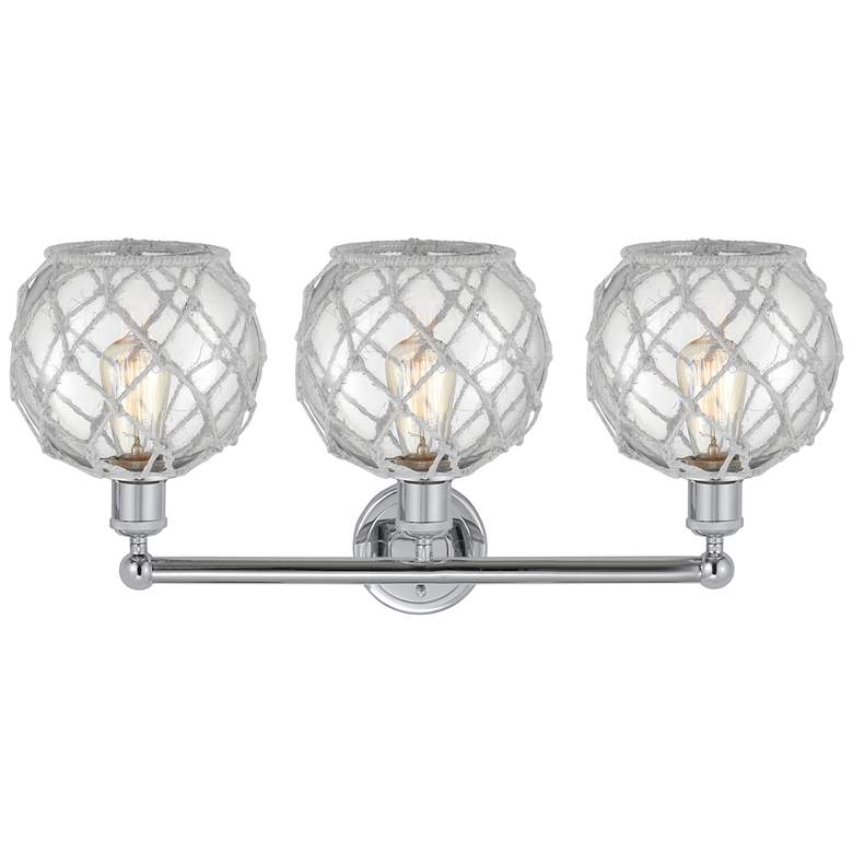 Image 2 Edison Farmhouse 26"W 3 Light Chrome Bath Light w/ Clear White Shade more views