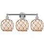 1_Edison Farmhouse 26"W 3 Light Chrome Bath Light w/ White Brown Shade