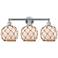 Edison Farmhouse 26"W 3 Light Chrome Bath Light w/ White Brown Shade