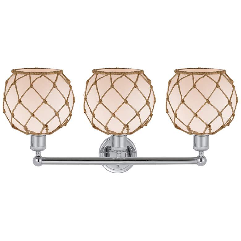 Image 2 Edison Farmhouse 26"W 3 Light Chrome Bath Light w/ White Brown Shade more views