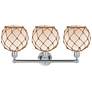 2_Edison Farmhouse 26"W 3 Light Chrome Bath Light w/ White Brown Shade more views