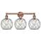 Edison Farmhouse 26"W 3 Light Copper Bath Light w/ Clear White Shade