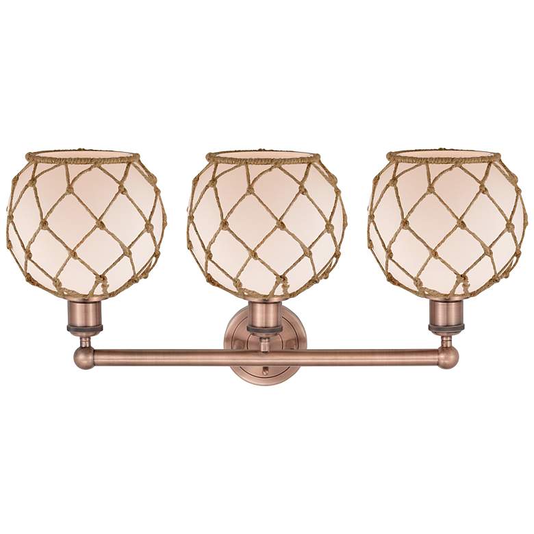 Image 2 Edison Farmhouse 26"W 3 Light Copper Bath Light w/ White Brown Shade more views