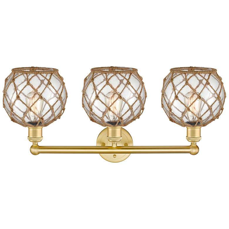 Image 2 Edison Farmhouse 26"W 3 Light Gold Bath Light w/ Clear Brown Shade more views