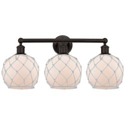 Edison Farmhouse 26"W 3 Light Oiled Bronze Bath Light w/ White Shade