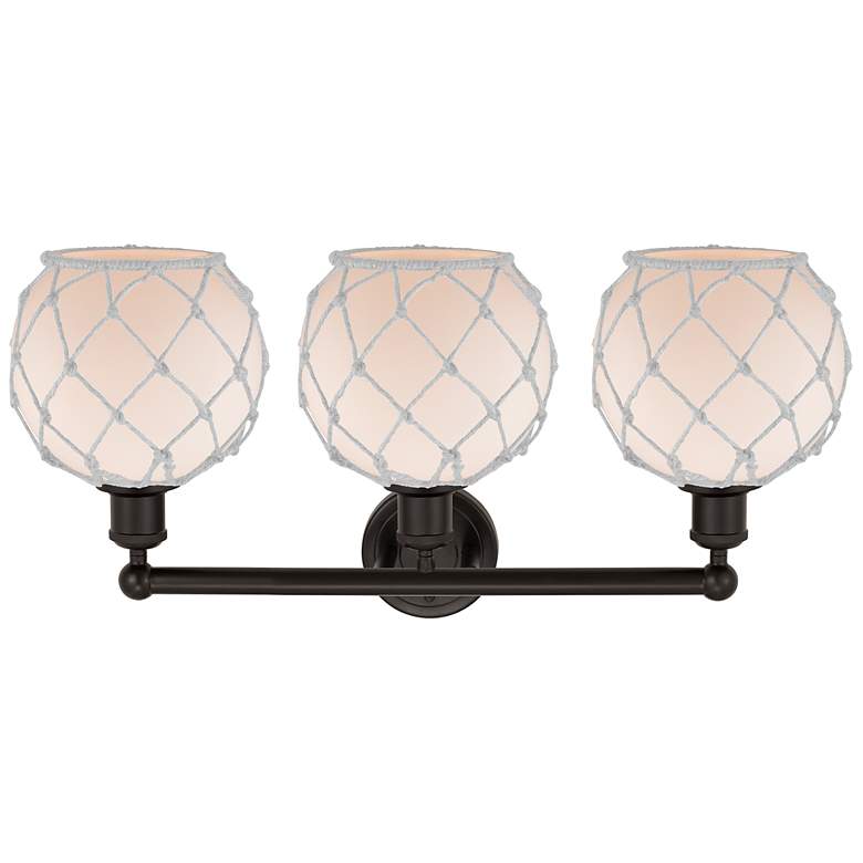 Image 2 Edison Farmhouse 26"W 3 Light Oiled Bronze Bath Light w/ White Shade more views