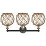 2_Edison Farmhouse 26"W 3-Lt Black Brass Bath Light w/ Clear Brown Shade more views