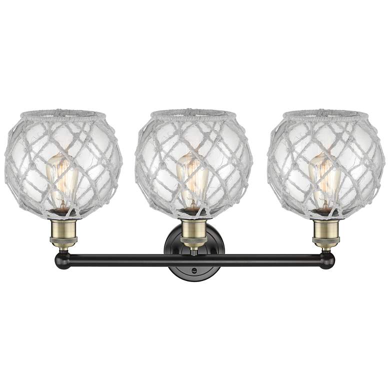 Image 2 Edison Farmhouse 26"W 3-Lt Black Brass Bath Light w/ Clear White Shade more views