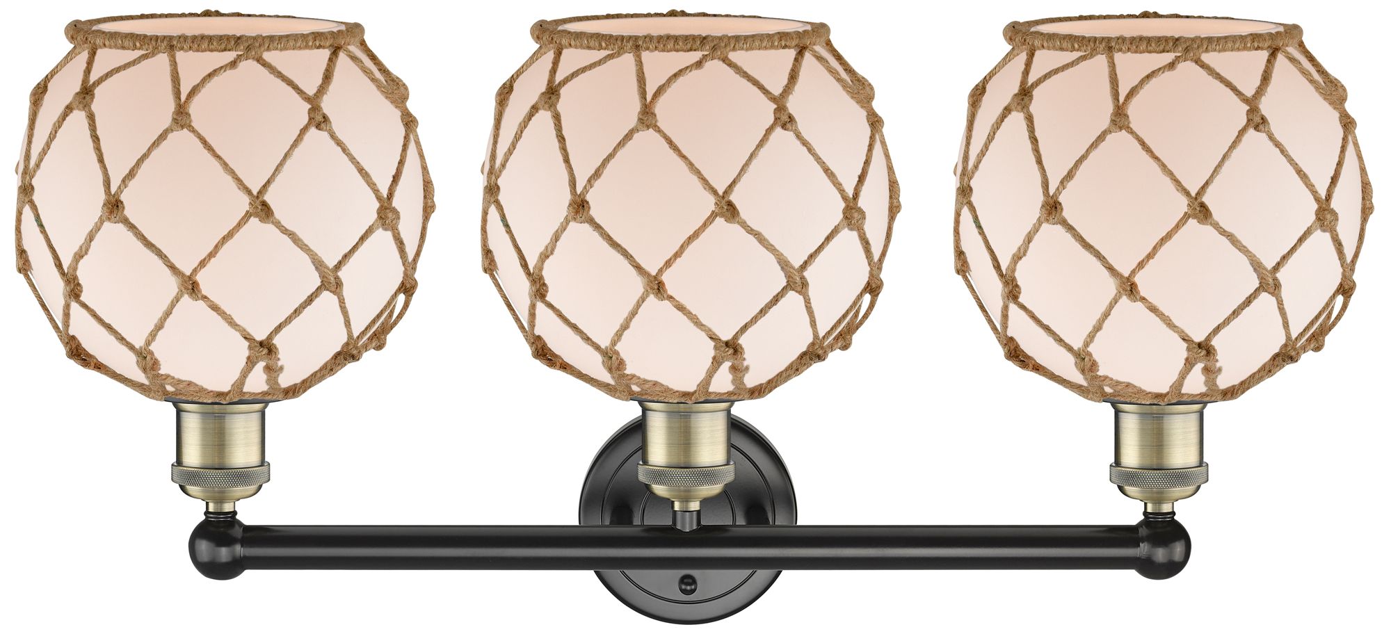 Image 2 Edison Farmhouse 26"W 3-Lt Black Brass Bath Light w/ White Brown Shade more views