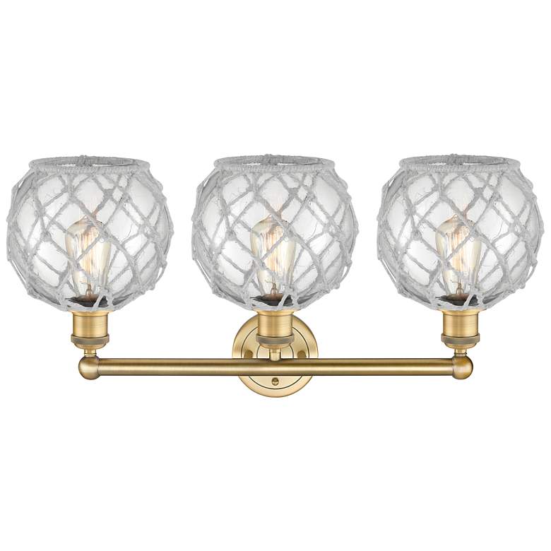 Image 2 Edison Farmhouse 26"W 3-Lt Brushed Brass Vanity w/ Clear White Shade more views