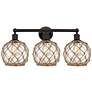 1_Edison Farmhouse 26"W 3-Lt Oiled Bronze Vanity w/ Clear Brown Shade