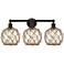 Edison Farmhouse 26"W 3-Lt Oiled Bronze Vanity w/ Clear Brown Shade