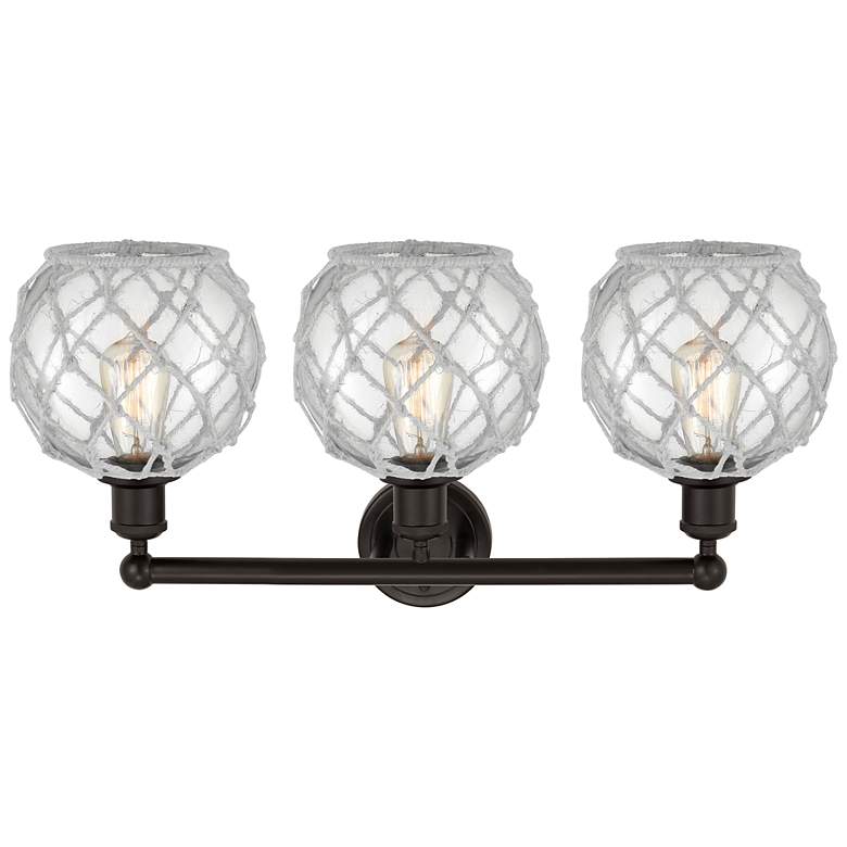 Image 2 Edison Farmhouse 26"W 3-Lt Oiled Bronze Vanity w/ Clear White Shade more views