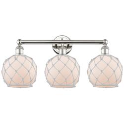 Edison Farmhouse 26"W 3-Lt Polished Nickel Bath Light w/ White Shade