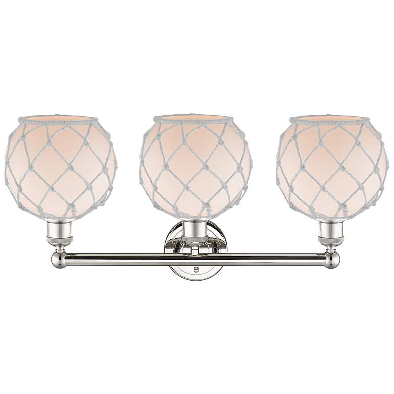 Image 2 Edison Farmhouse 26"W 3-Lt Polished Nickel Bath Light w/ White Shade more views
