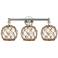 Edison Farmhouse 26"W 3-Lt Polished Nickel Vanity w/ Clear Brown Shade