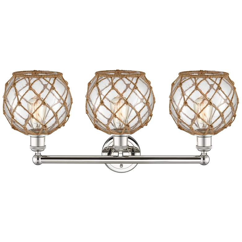 Image 2 Edison Farmhouse 26"W 3-Lt Polished Nickel Vanity w/ Clear Brown Shade more views