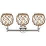 2_Edison Farmhouse 26"W 3-Lt Polished Nickel Vanity w/ Clear Brown Shade more views